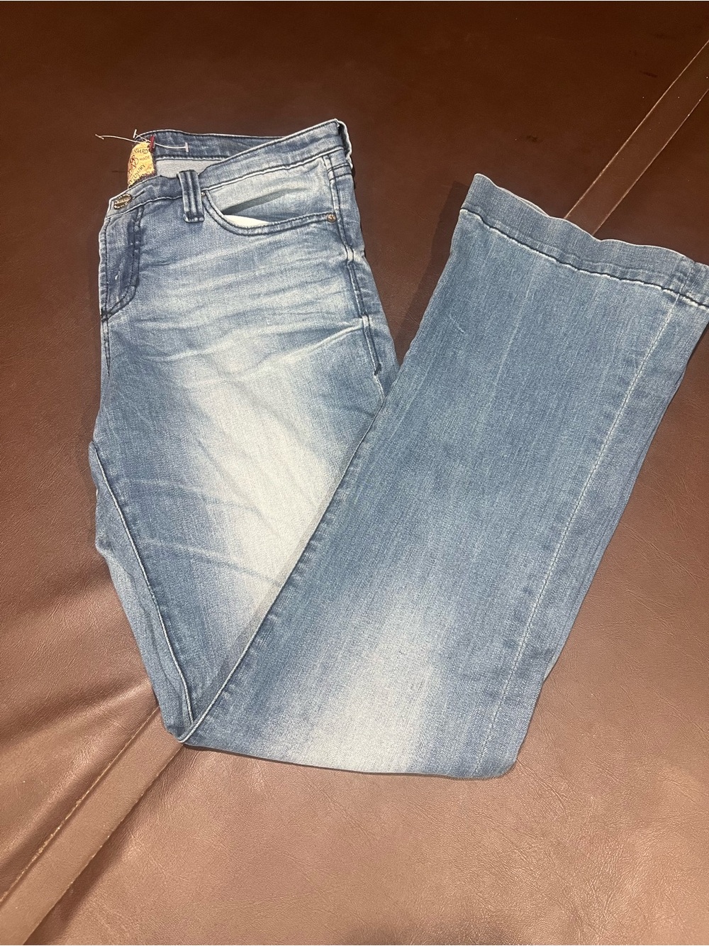 Dear John Denim Women's Light Wash Blue Bootcut Mid Rise Stretch Jeans 32